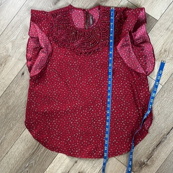 Anthropologie Ranna Gill Markie Cutout Blouse Red Floral - Picture 13 of 13